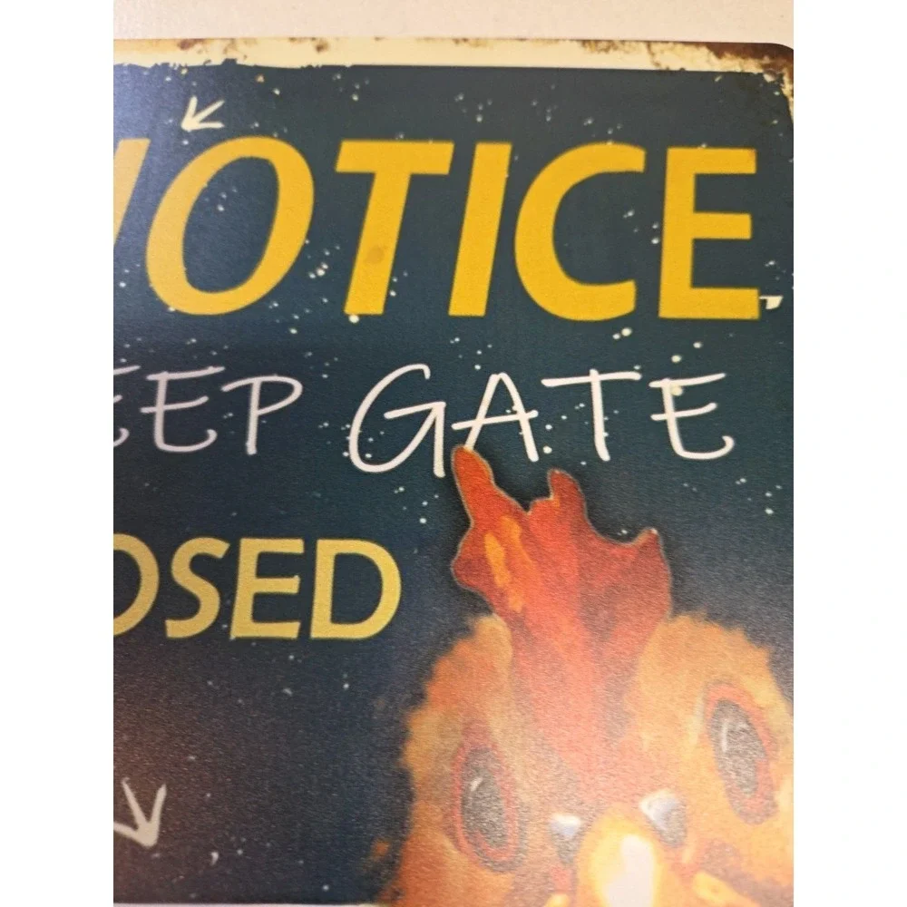 Keep Gate‎ Closed Chickens Say Rustic-looking Metal Sign 8x12 Barn Farmhouse